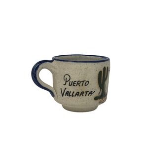 Puerto Vallarta Mexico Hand Painted Mug Cactus Stoneware Souvenir